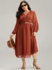 Chiffon Plain Split Hem Button Detail Dress sold by Bloomchic