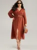 Chiffon Plain Split Hem Button Detail Dress sold by Bloomchic
