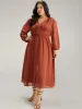 Chiffon Plain Split Hem Button Detail Dress sold by Bloomchic