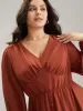 Chiffon Plain Split Hem Button Detail Dress sold by Bloomchic