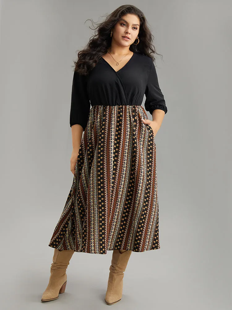 Bandana Striped Patchwork Wrap Dress sold by Bloomchic product image thumbnail 3