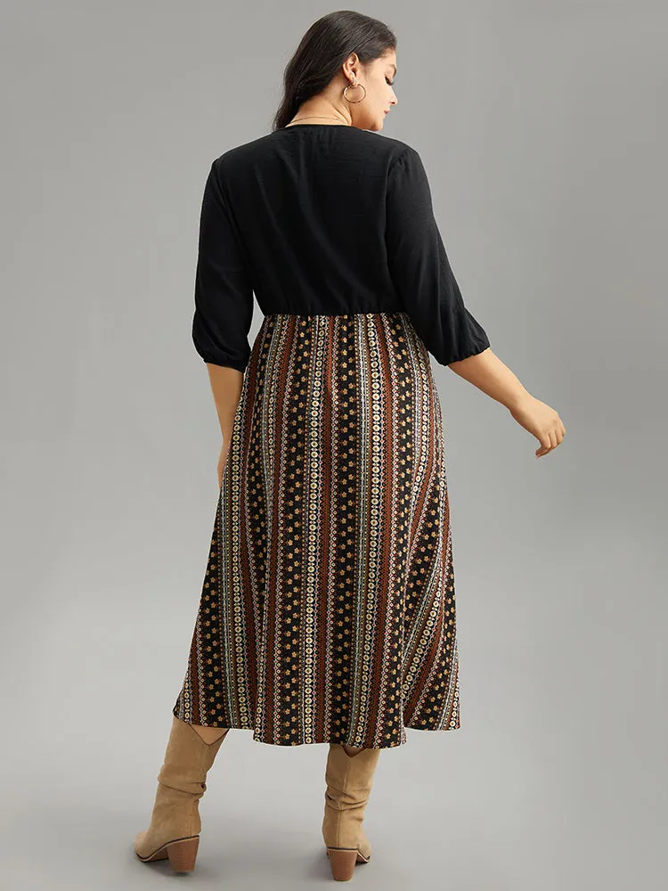 Bandana Striped Patchwork Wrap Dress sold by Bloomchic product image thumbnail 4