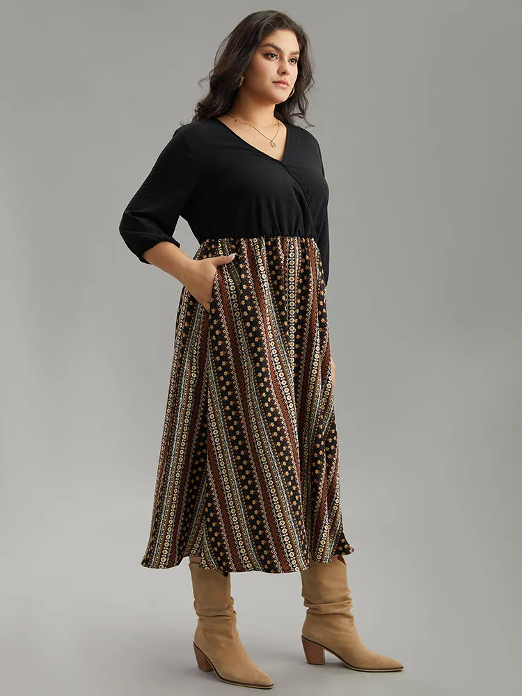 Bandana Striped Patchwork Wrap Dress sold by Bloomchic product image thumbnail 5