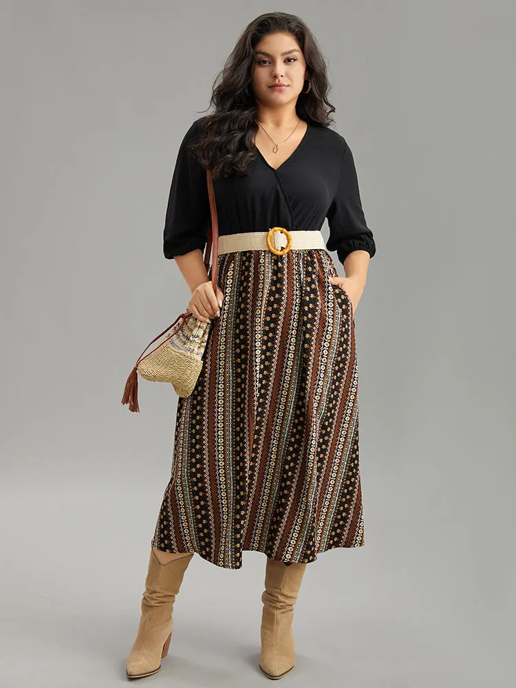 Bandana Striped Patchwork Wrap Dress sold by Bloomchic product image thumbnail 2