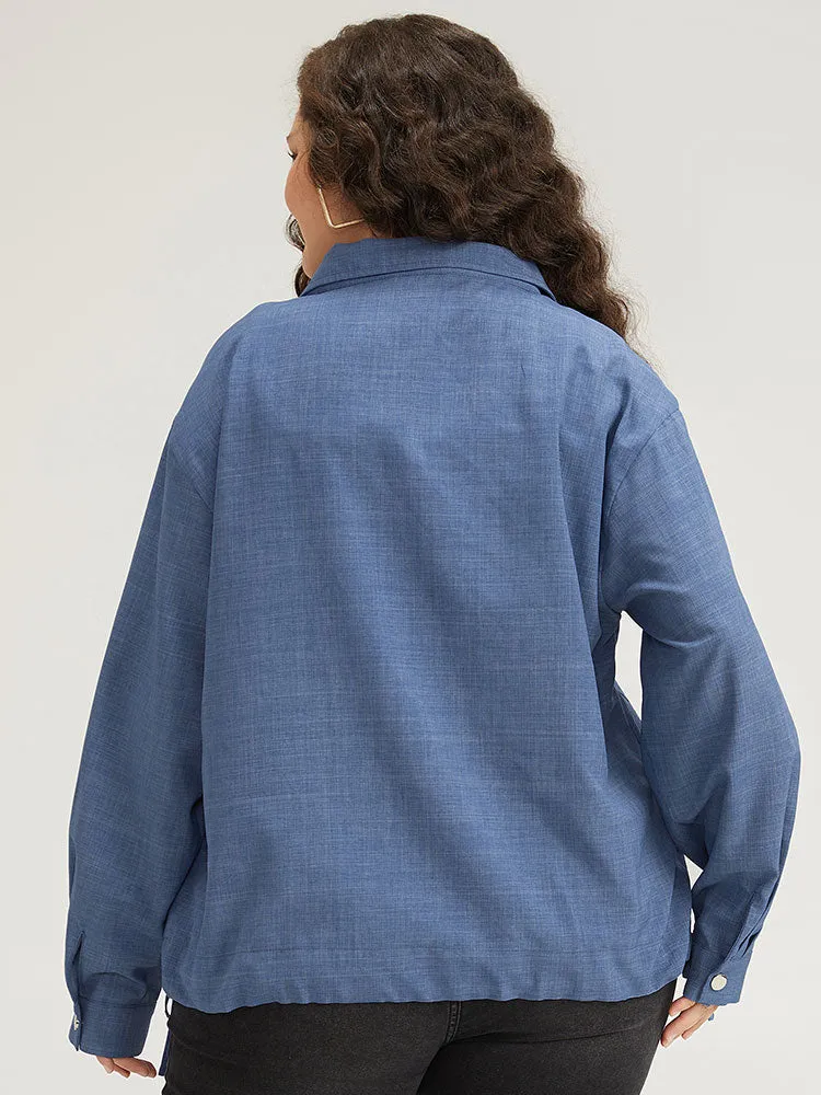 Plain Flap Pocket Zipper Lapel Collar Coat sold by Bloomchic product image thumbnail 2