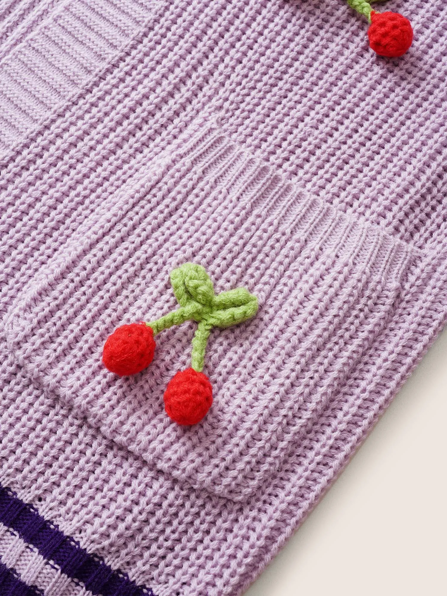 Stereo Cherry Design Striped Patchwork Cardigan sold by Bloomchic product image thumbnail 5