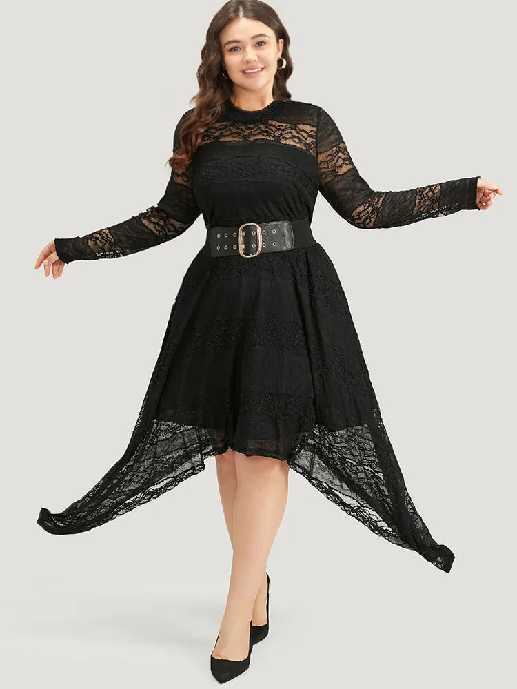 Halloween Plain Lace Insert Mesh Woven Top sold by Bloomchic product image thumbnail 4