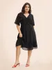 Jacquard V Neck Ruffle Sleeve Dress sold by Bloomchic