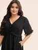 Jacquard V Neck Ruffle Sleeve Dress sold by Bloomchic