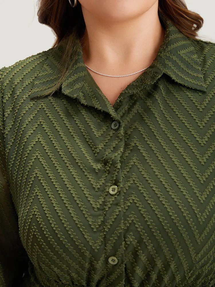 Shirred Belted Pocket Shirt Collar Button Through Dress sold by Bloomchic product image thumbnail 5