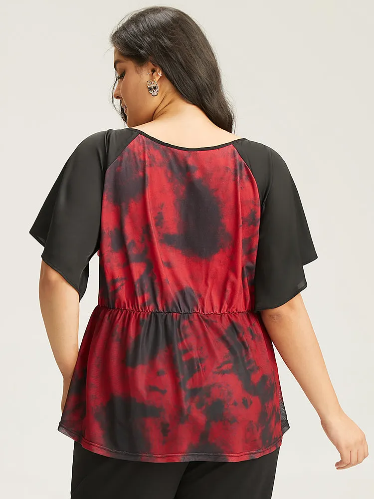 Halloween Tie Dye Lace Up Raglan Sleeve Knit Blouse sold by Bloomchic product image thumbnail 2