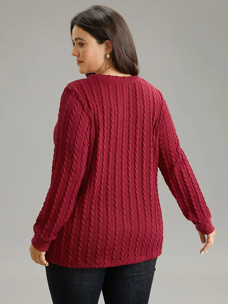 Rib Knit Plain Elastic Cuffs Sweatshirt sold by Bloomchic product image thumbnail 2