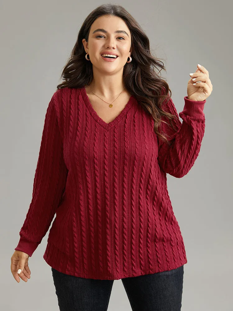 Rib Knit Plain Elastic Cuffs Sweatshirt sold by Bloomchic