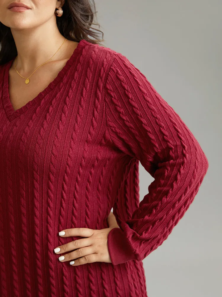 Rib Knit Plain Elastic Cuffs Sweatshirt sold by Bloomchic product image thumbnail 5