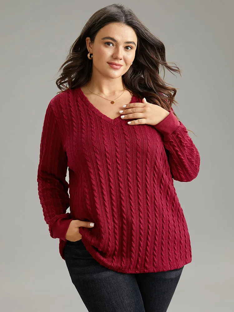 Rib Knit Plain Elastic Cuffs Sweatshirt sold by Bloomchic product image thumbnail 3