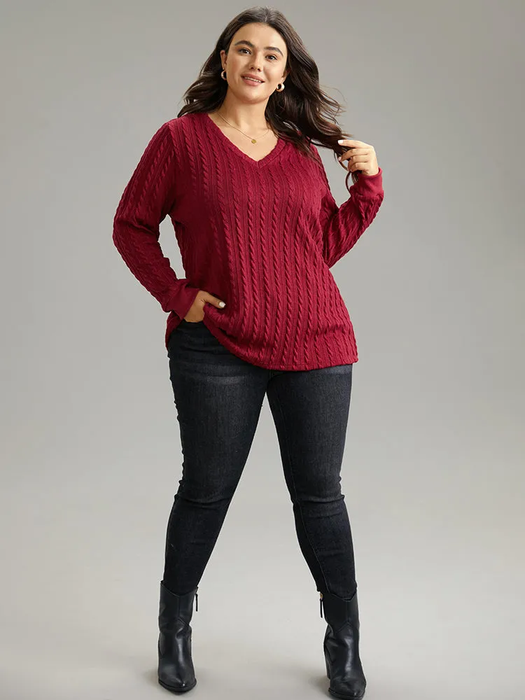 Rib Knit Plain Elastic Cuffs Sweatshirt sold by Bloomchic product image thumbnail 4