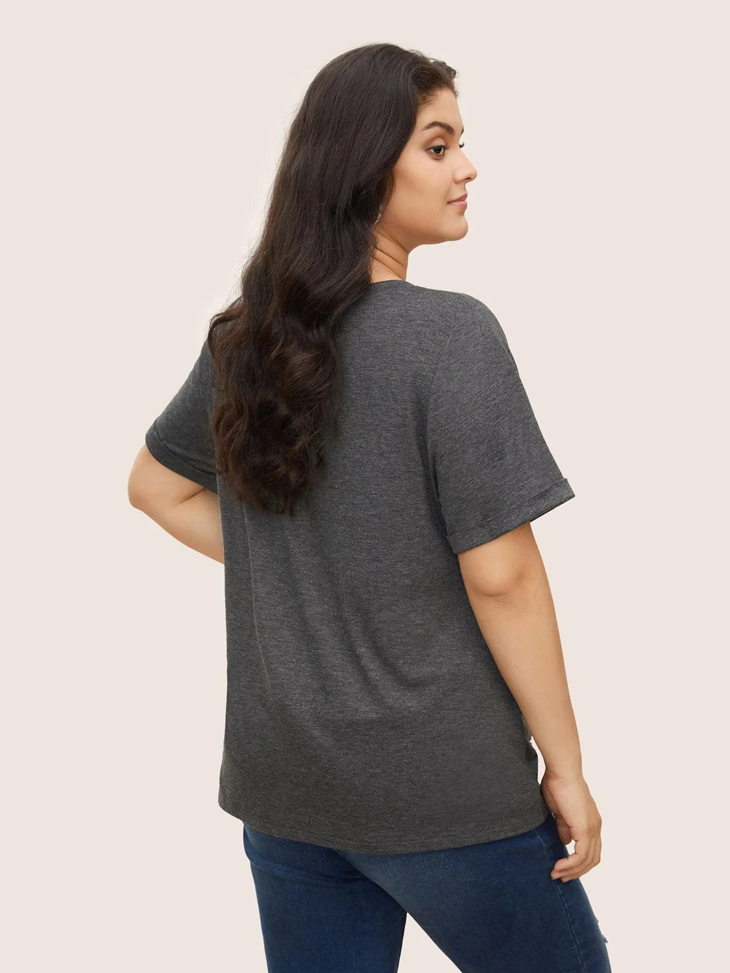 Moon & Star Print Cuffed Sleeve T-shirt sold by Bloomchic product image thumbnail 2