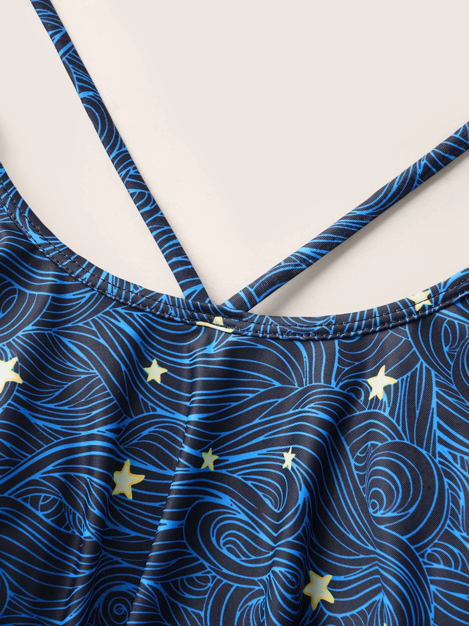 Star Asymmetrical Hem Cross straps One Piece Swimsuit sold by Bloomchic product image thumbnail 5