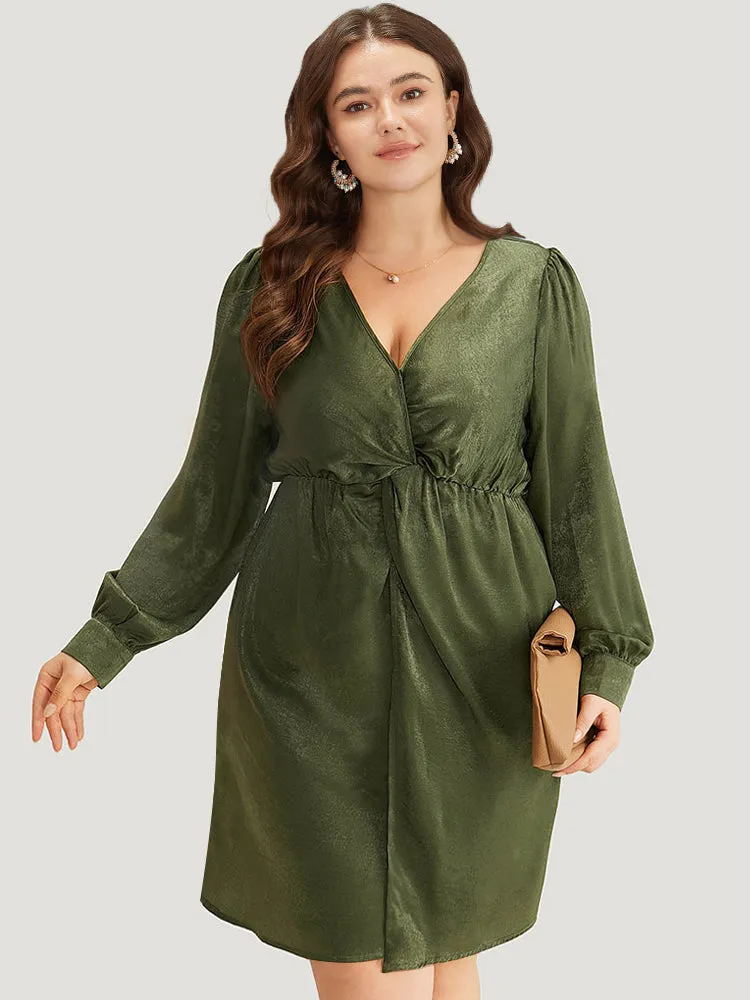 Solid Wrap Twist Front Elastic Waist Dress sold by Bloomchic