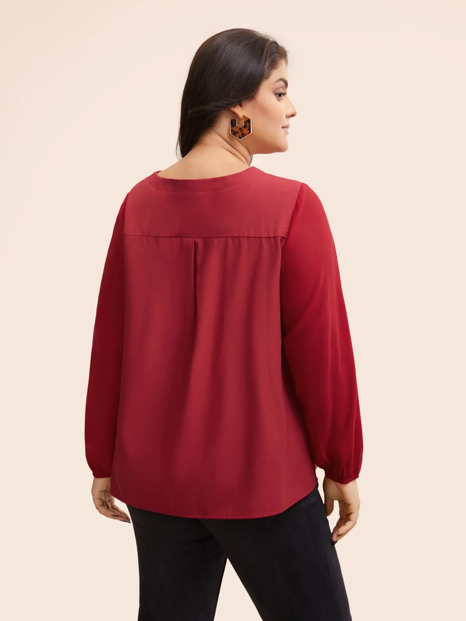 Metal Chain Detail Lantern Sleeve Blouse sold by Bloomchic product image thumbnail 5