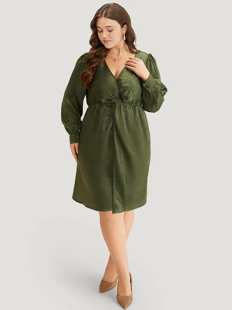 Solid Wrap Twist Front Elastic Waist Dress sold by Bloomchic product image thumbnail 2