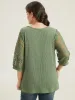 Plain Lace Patchwork Notched T-shirt sold by Bloomchic
