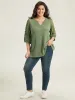 Plain Lace Patchwork Notched T-shirt sold by Bloomchic