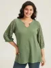 Plain Lace Patchwork Notched T-shirt sold by Bloomchic