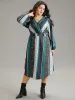 Boho Print Striped Shirred Wrap Dress sold by Bloomchic