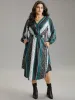 Boho Print Striped Shirred Wrap Dress sold by Bloomchic