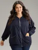 Solid O Ring Zipper Pocket Feather Bomber Jacket sold by Bloomchic