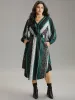 Boho Print Striped Shirred Wrap Dress sold by Bloomchic