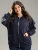 Solid O Ring Zipper Pocket Feather Bomber Jacket sold by Bloomchic