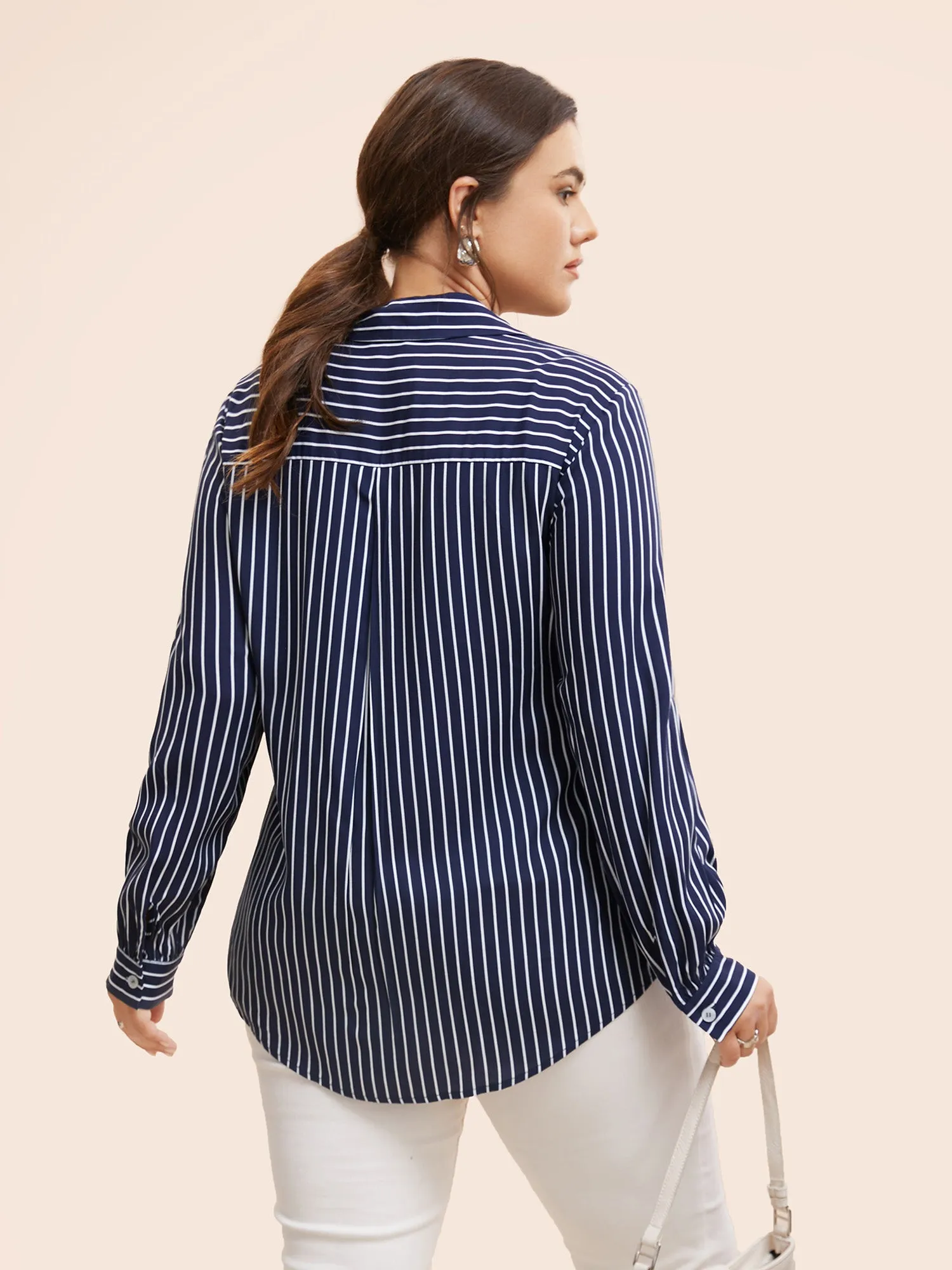 Shirt Collar Striped Button Up Blouse sold by Bloomchic product image thumbnail 4