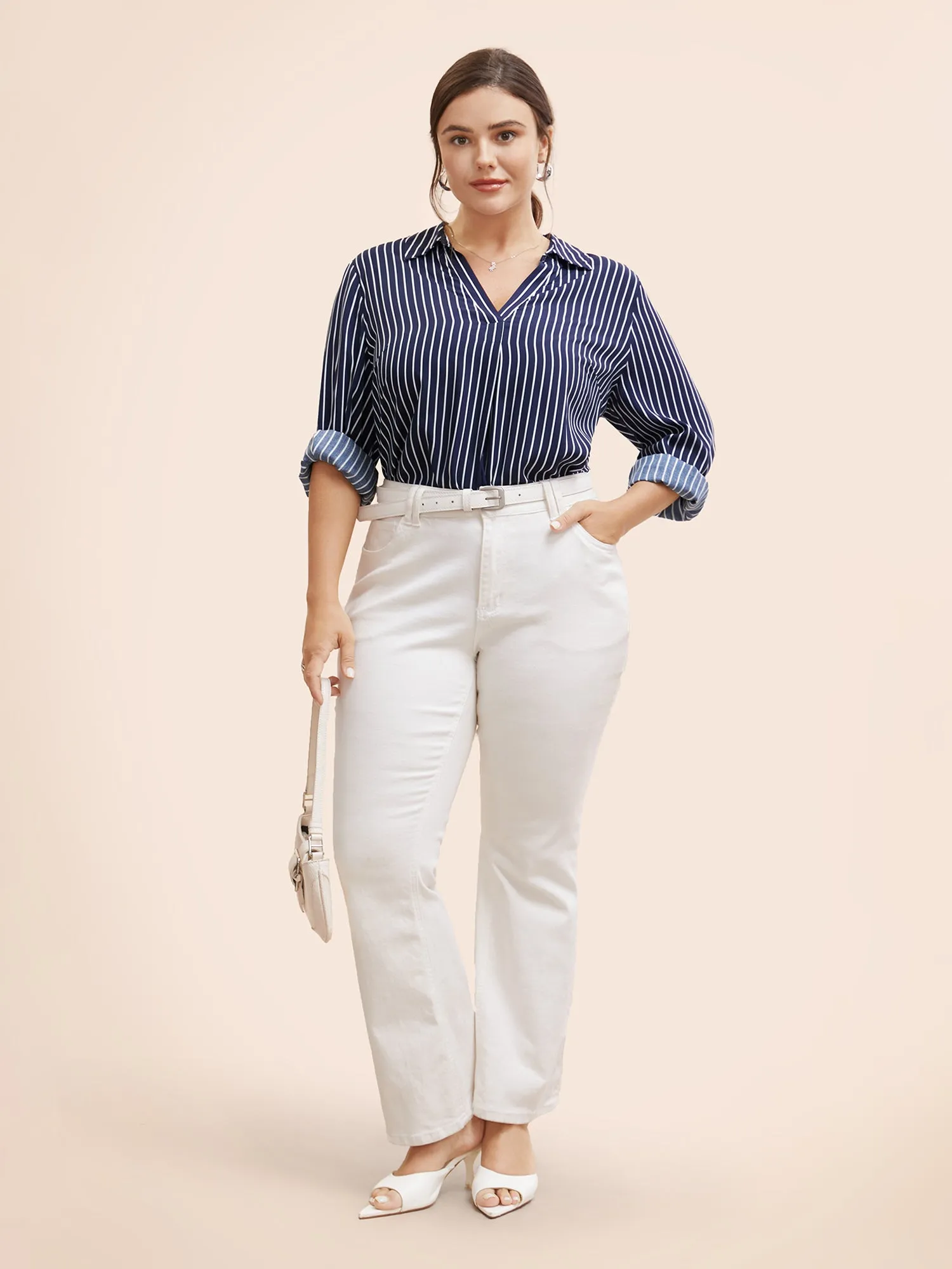 Shirt Collar Striped Button Up Blouse sold by Bloomchic product image thumbnail 2