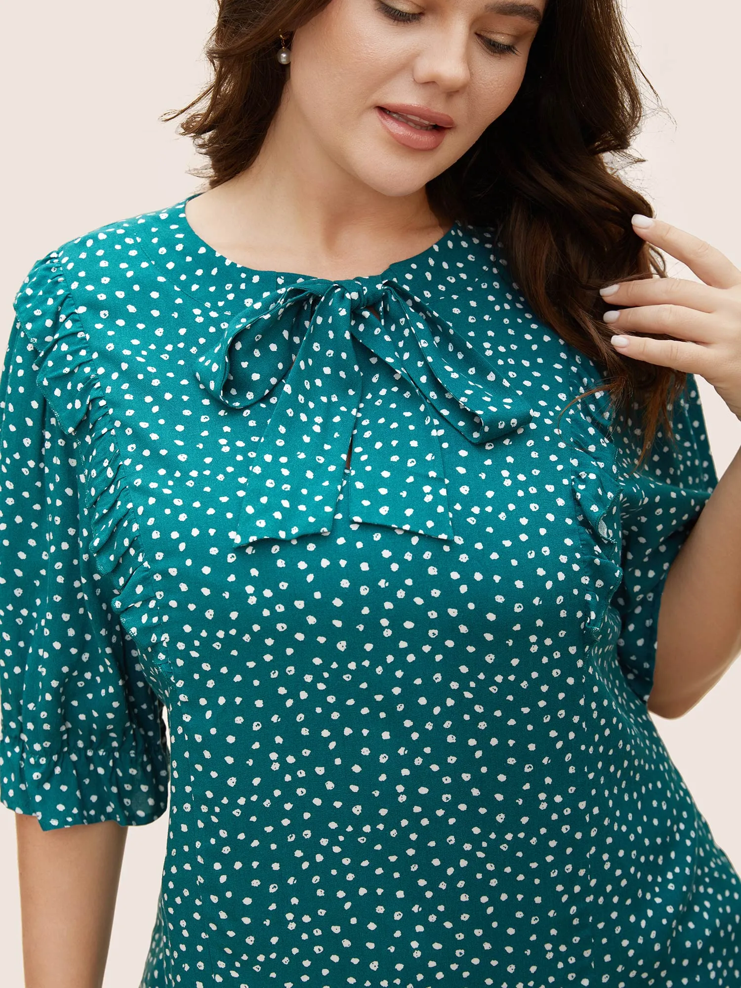Rayon Neckline Ribbons Blouse sold by Bloomchic product image thumbnail 3