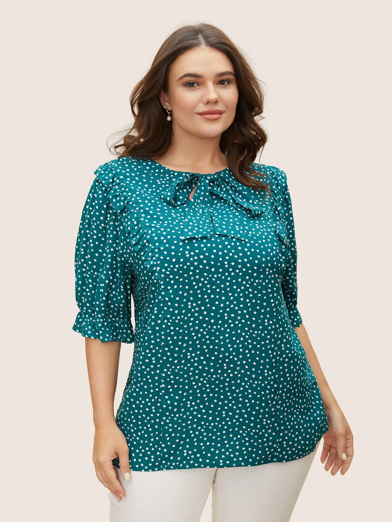 Rayon Neckline Ribbons Blouse sold by Bloomchic