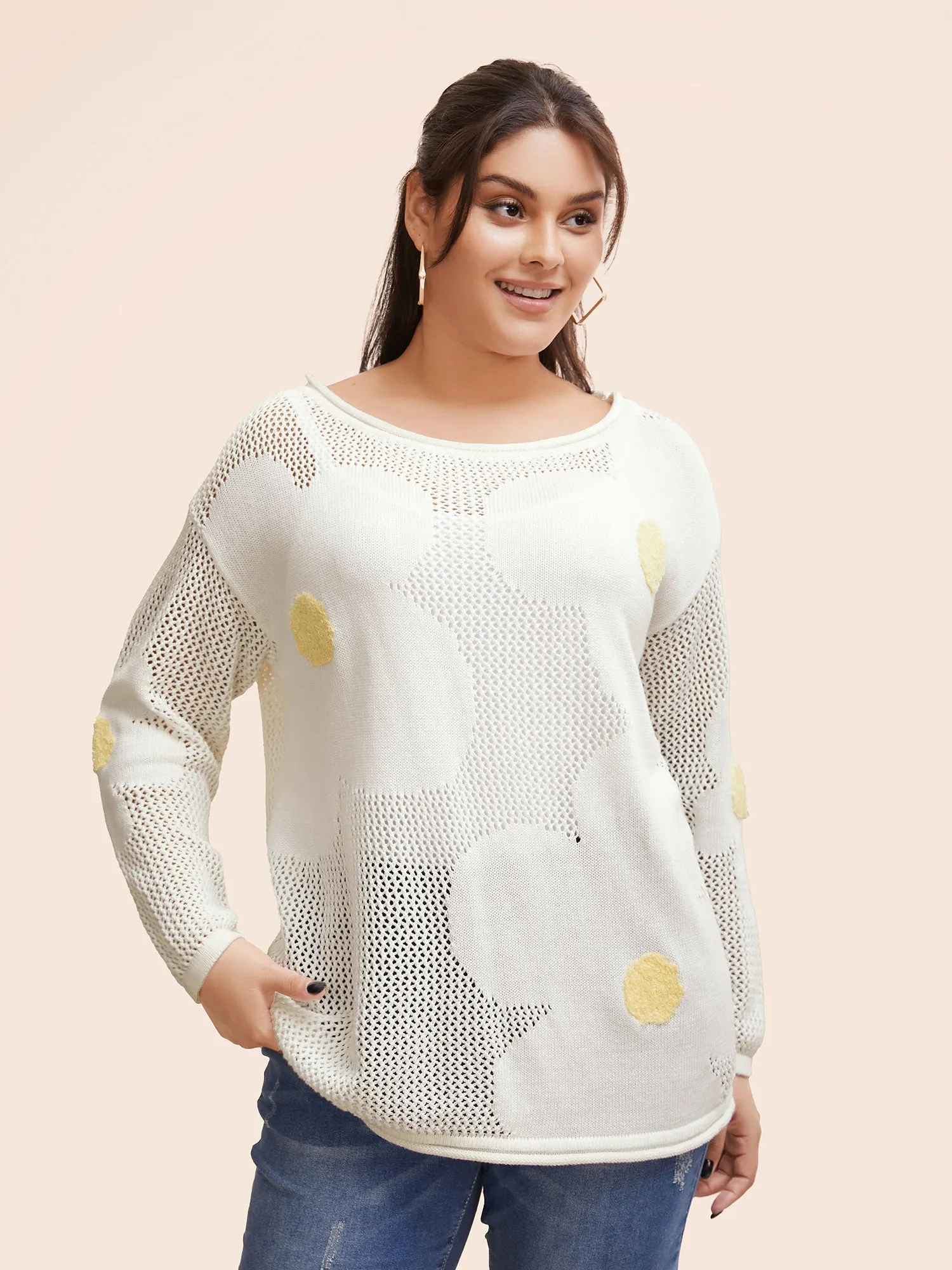 Cotton Crochet Floral Cut Out Pullover sold by Bloomchic