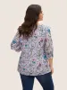 Boho Print Lantern Sleeve Ruffle Trim Blouse sold by Bloomchic