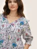 Boho Print Lantern Sleeve Ruffle Trim Blouse sold by Bloomchic