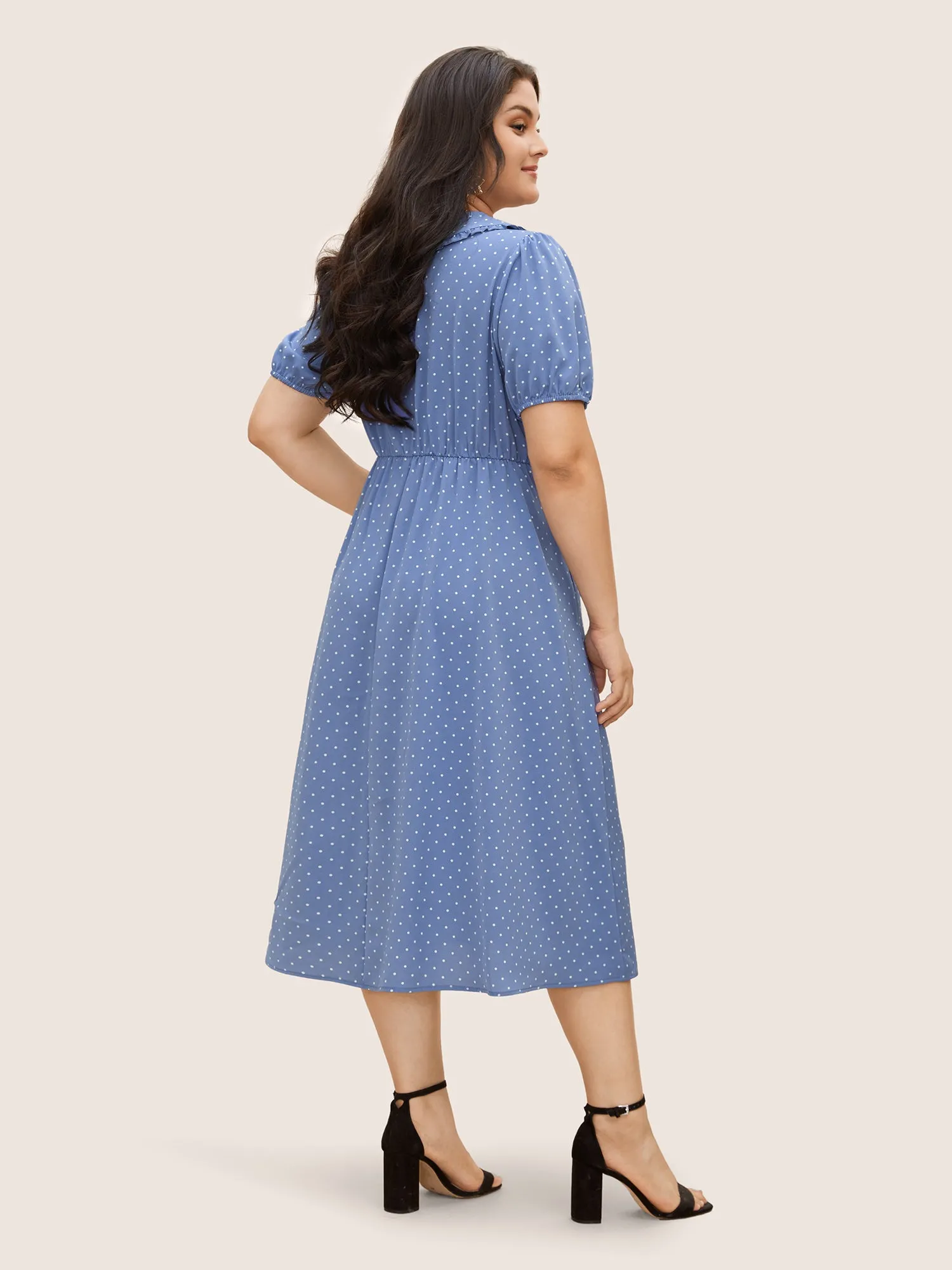 Collared Detachable Bow Midi Dress sold by Bloomchic product image thumbnail 3