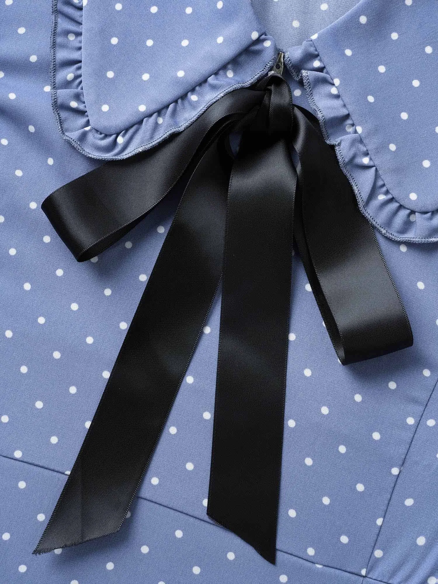 Collared Detachable Bow Midi Dress sold by Bloomchic product image thumbnail 5
