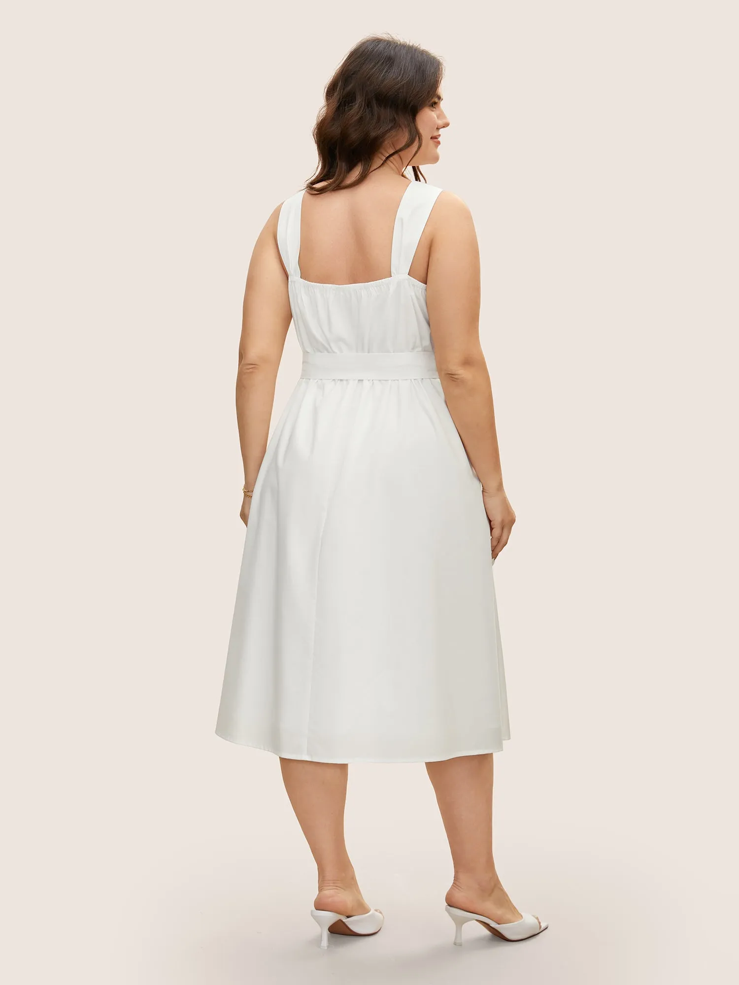 Square Neck Button Detail Split Hem Dress sold by Bloomchic product image thumbnail 4