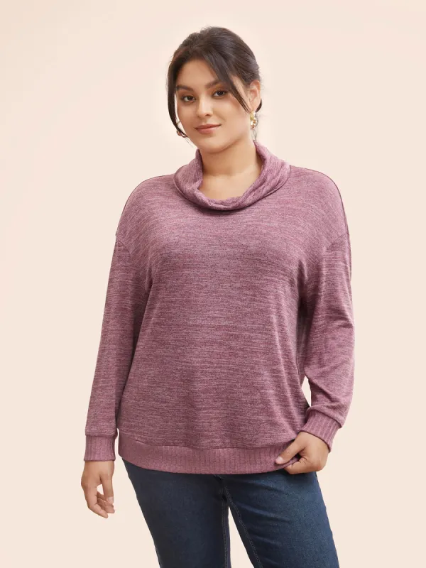 Heather Ruffled Collar Drop Shoulder T-shirt sold by Bloomchic