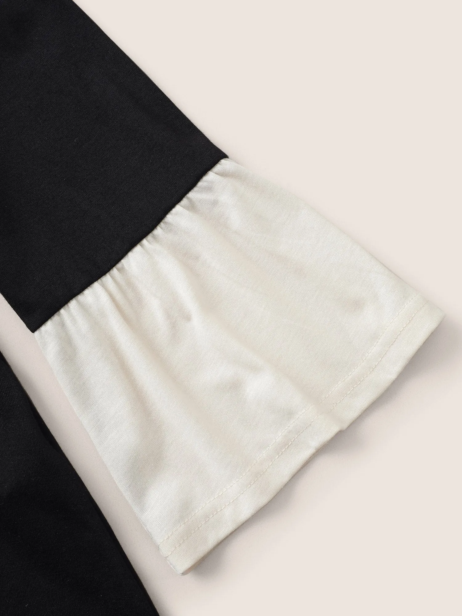 Contrast Patchwork Bell Sleeve T-shirt sold by Bloomchic product image thumbnail 5