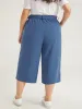 Plain Belted Buckle Detail Cropped Pants sold by Bloomchic