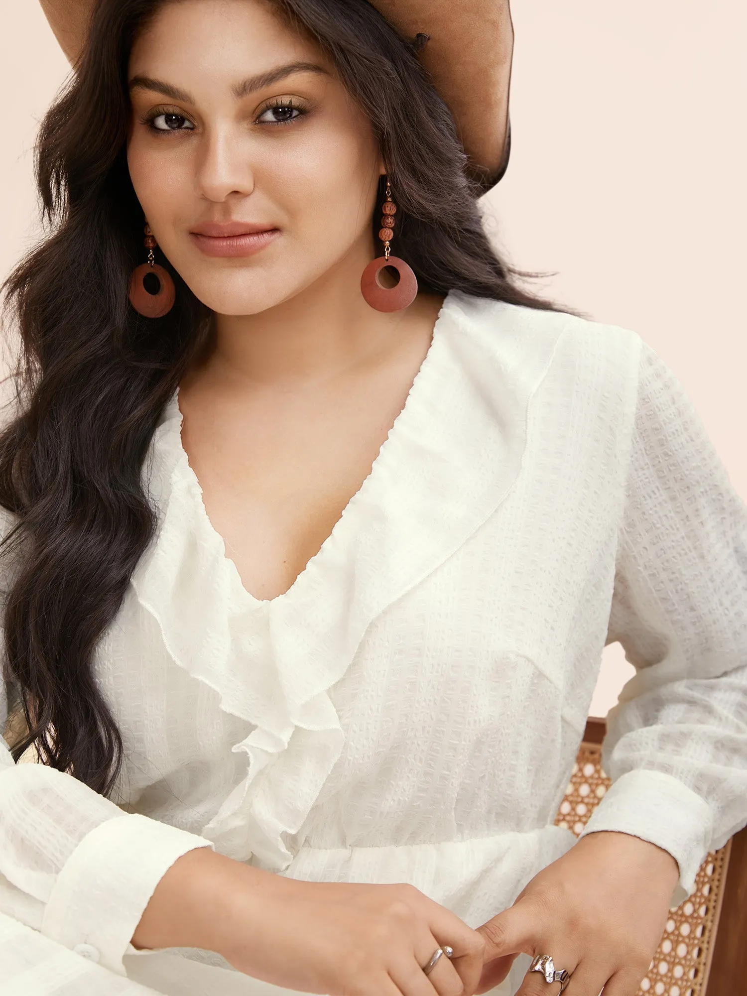 Chiffon Lotus Leaf Collar Tiered Midi Dress sold by Bloomchic product image thumbnail 2