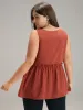 Solid Button Up Pleated Frill Trim Tank Top sold by Bloomchic