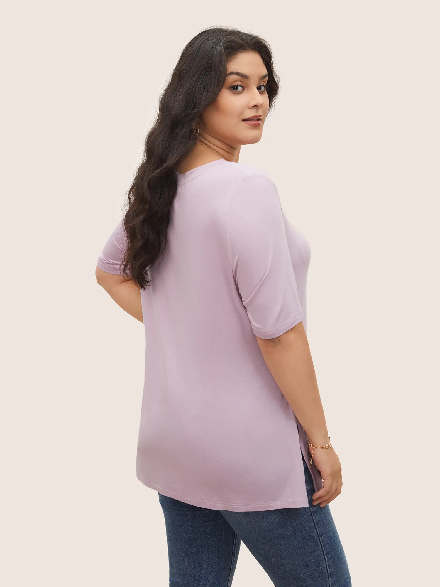 Supersoft Essentials Solid Split Hem T-shirt sold by Bloomchic product image thumbnail 2