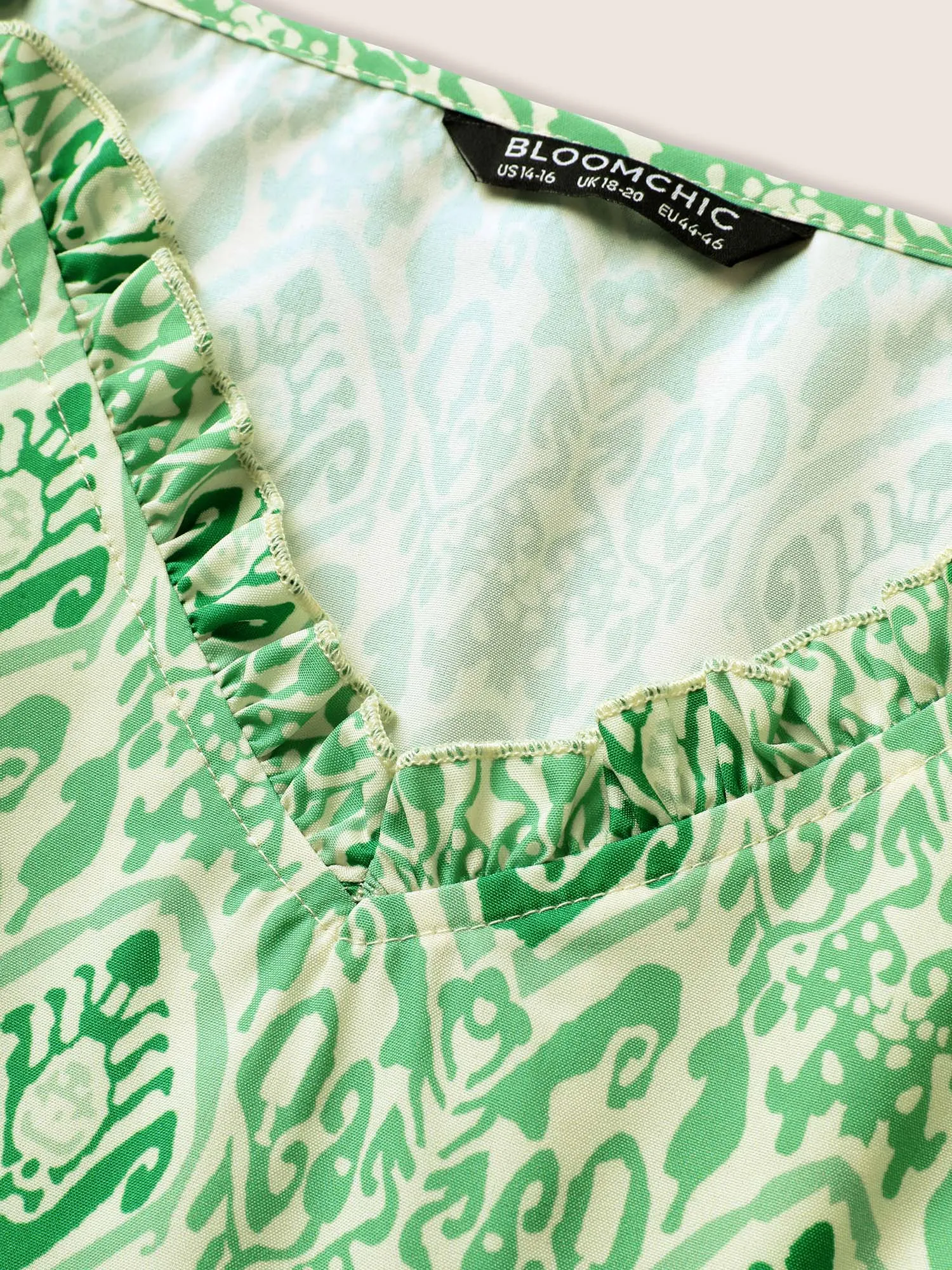 Boho Print Frill Trim Ruffle Layered Hem Dress sold by Bloomchic product image thumbnail 5